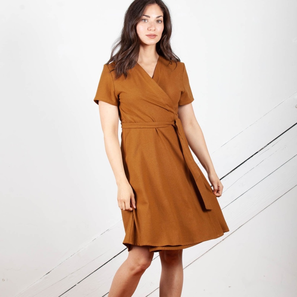 Only Child Emery Wrap Dress Raw Silk Black Small